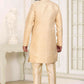 Raivat Ethnic Banarasi Jacquard Embroidery Semi Indo Western Sherwani In Beige Colour | Swadesiicart