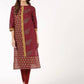 Aniyah Cotton Block Printed Maroon Straight Kurta (AN-141K) - Swadesiicart