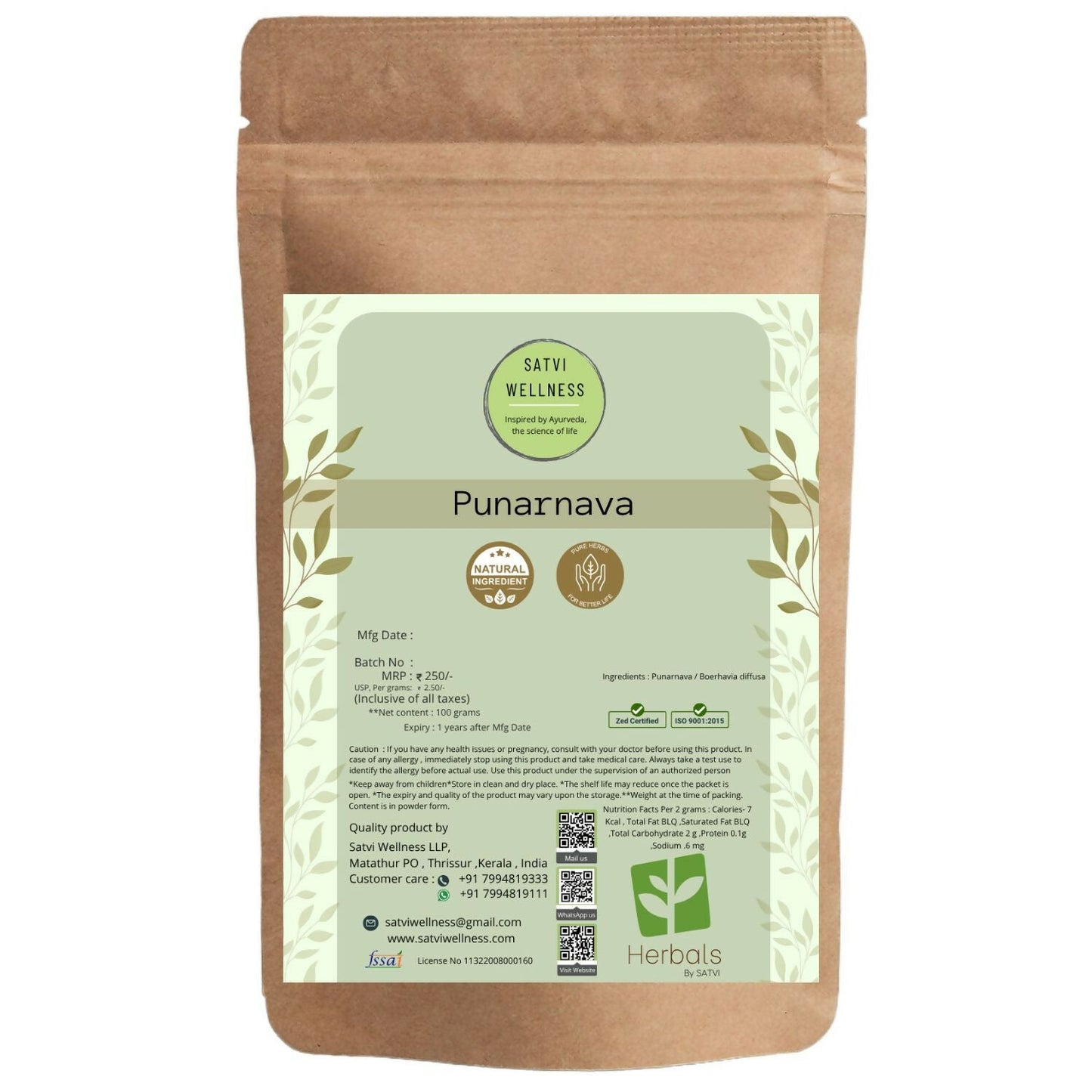 Satvi Wellness Punarnava Herbal Tea Powder | Swadesiicart