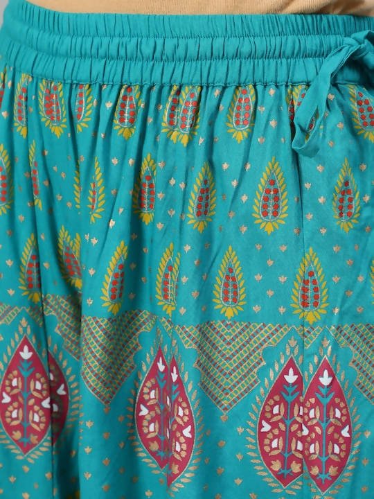 Anubhutee Blue Floral Embroidered Empire Sequinned Kurta with Skirt | Swadesiicart
