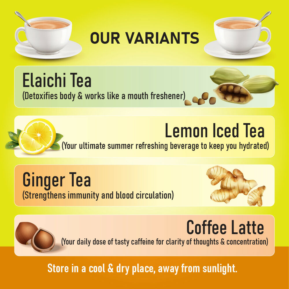 Naivedyam Lemon Iced Instant Tea Premix Powder Sachets | Swadesiicart