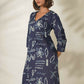 Miravan Women's Abstract Printed Cotton Blue Co-Ord Set - Swadesiicart