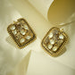Nuyug 22K Gold-Plated Kundan & Filigree Concept Rectangular Leafy Studs | Swadesiicart