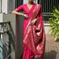 Vishnu Weaves Women's Pink Paithani Silk Zari Woven Saree with Blouse - Swadesiicart