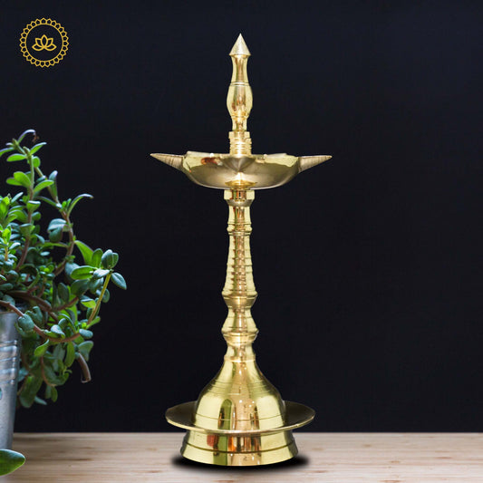 Kerala Deepa Brass 8.5": Embrace the Radiance of God's Own Country - Divine India Art