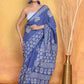 Very Much Indian Pure Cotton Handblock Printed Saree - Blue | Swadesiicart