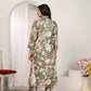 Jyoti Fashion Women's Grey Chanderi Silk Floral Print with Side Pocket Kurtis & Sets | Swadesiicart