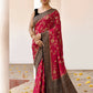 Joban Fashion Fuchsia Crepe Chiffon Pure Handloom Banarasi Silk Saree | Swadesiicart