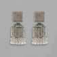 VOJ Black-Toned AD Studded Square Dome Shaped Jhumka Earrings - Swadesiicart