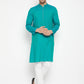 Even Apparels Green Viscose Long Men's Kurta With Band Collar | Swadesiicart