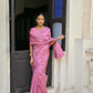 Vishnu Weaves Women's Baby-Pink Handloom Raw Silk Saree with Blouse - Swadesiicart