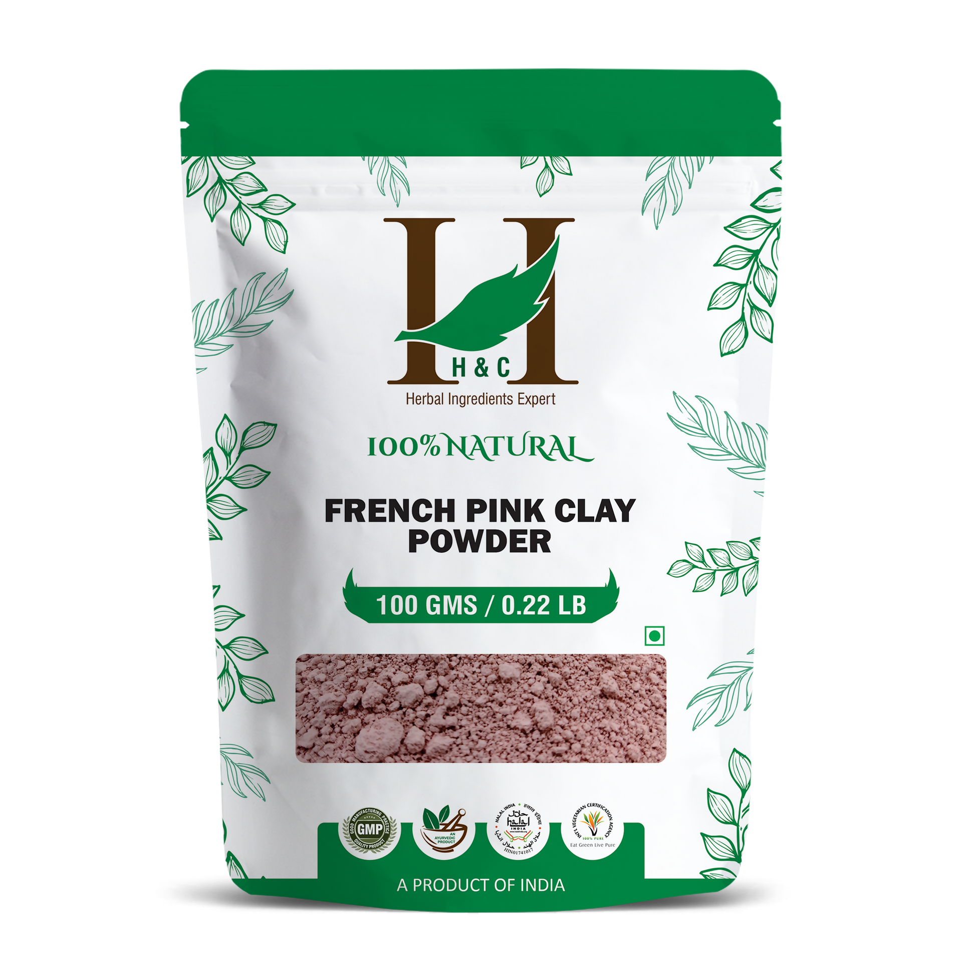 H&C Herbal French Pink Clay Powder - Just Jaivik