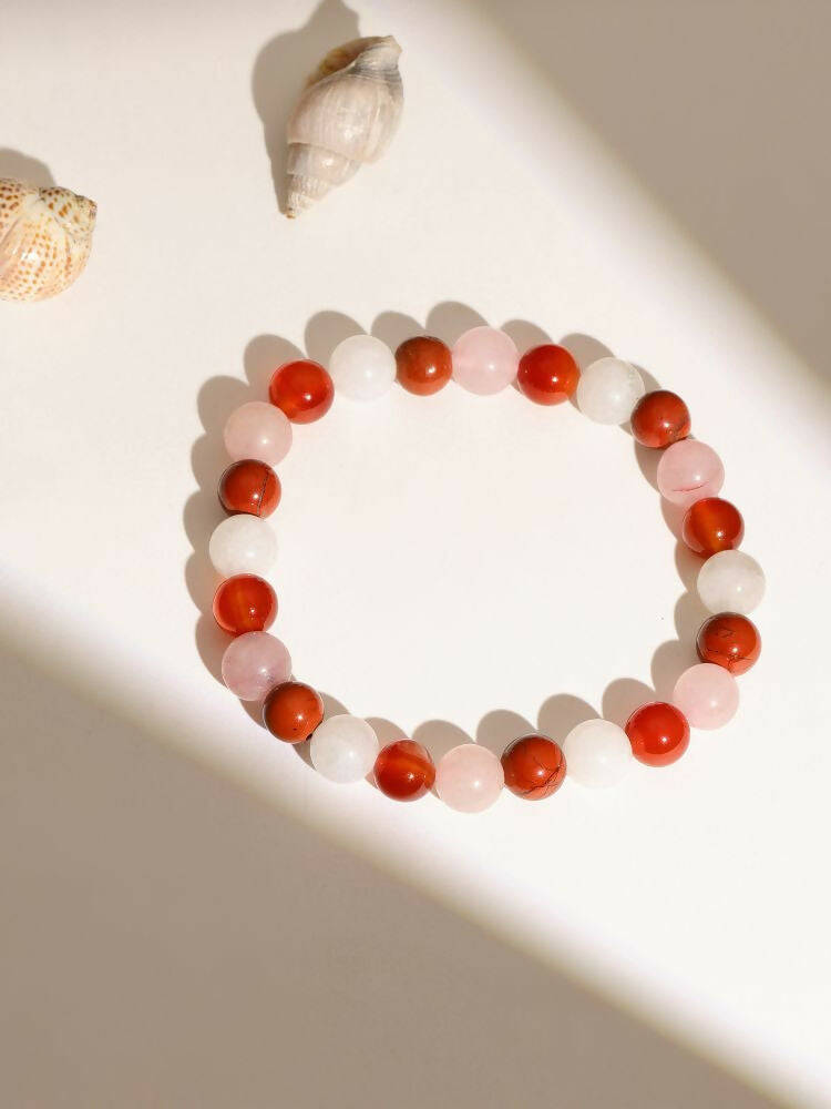 Red Carnelian, Amathyst Beads Bracelet - Ruby Raang | Swadesiicart