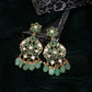 Ruby Raang Gold Polished Green Kundan Earrings | Swadesiicart