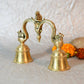 CraftVatika Gold-Toned Brass Hand Held With Nandi Sitting On Top Double Puja Bell | Swadesiicart