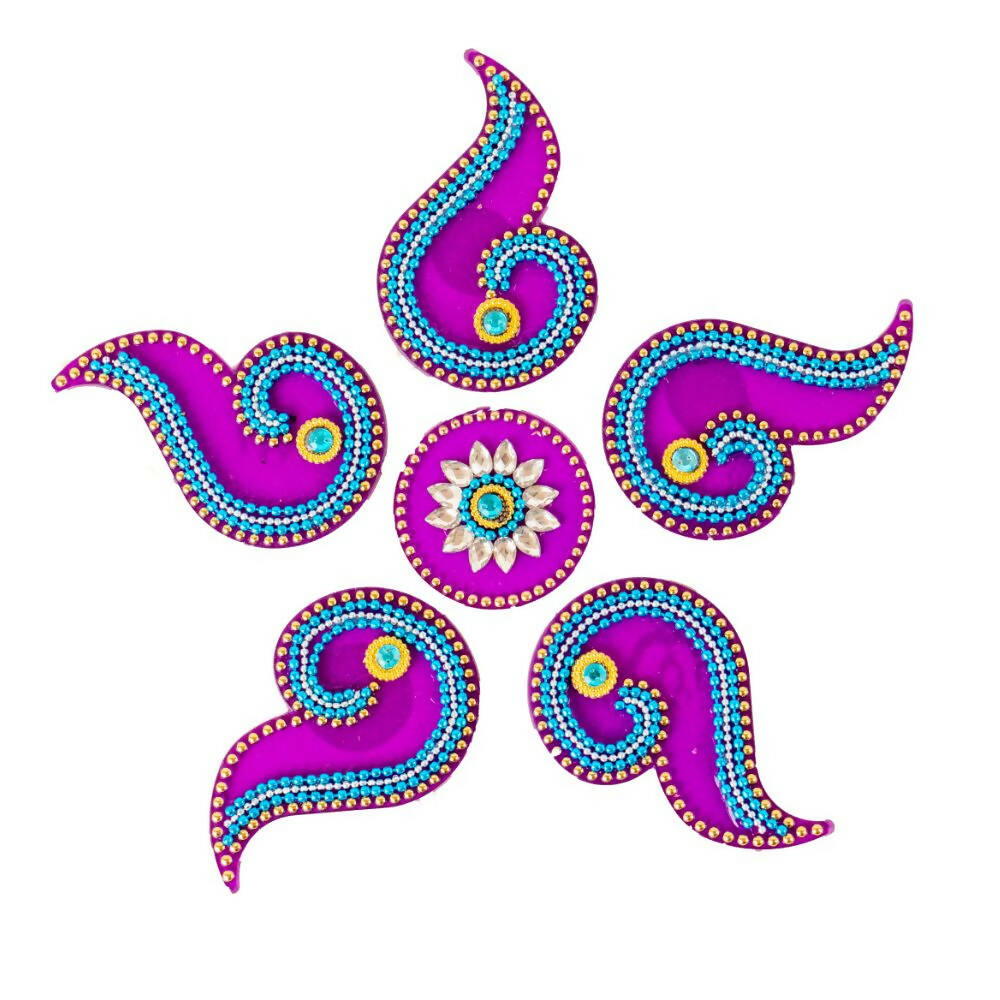 Kundan HandiKrafts Curved Designer Rangoli Purple (Baby) - Aahana - The Bliss Store