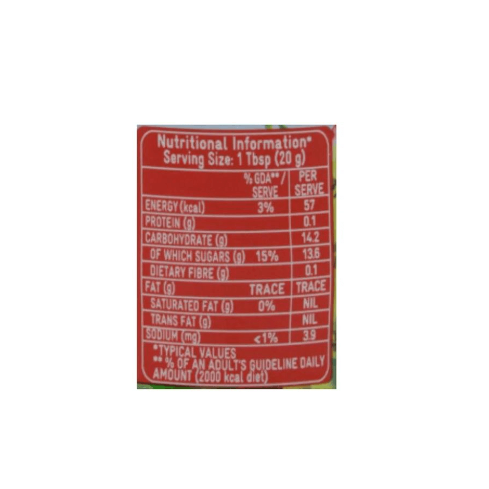 Kissan Mixed Fruit Jam Nutrirtion