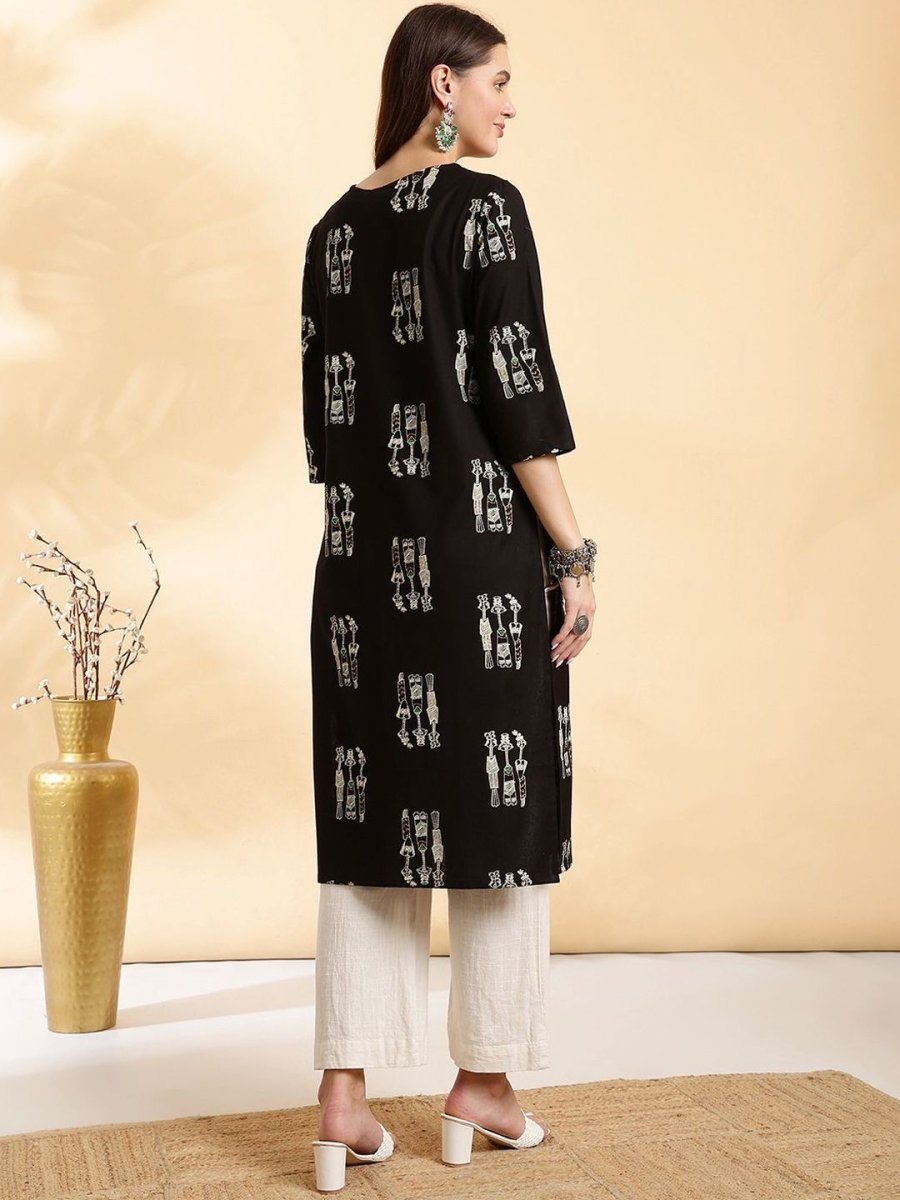 Anouk Women Printed Thread Work Kurta - Swadesiicart
