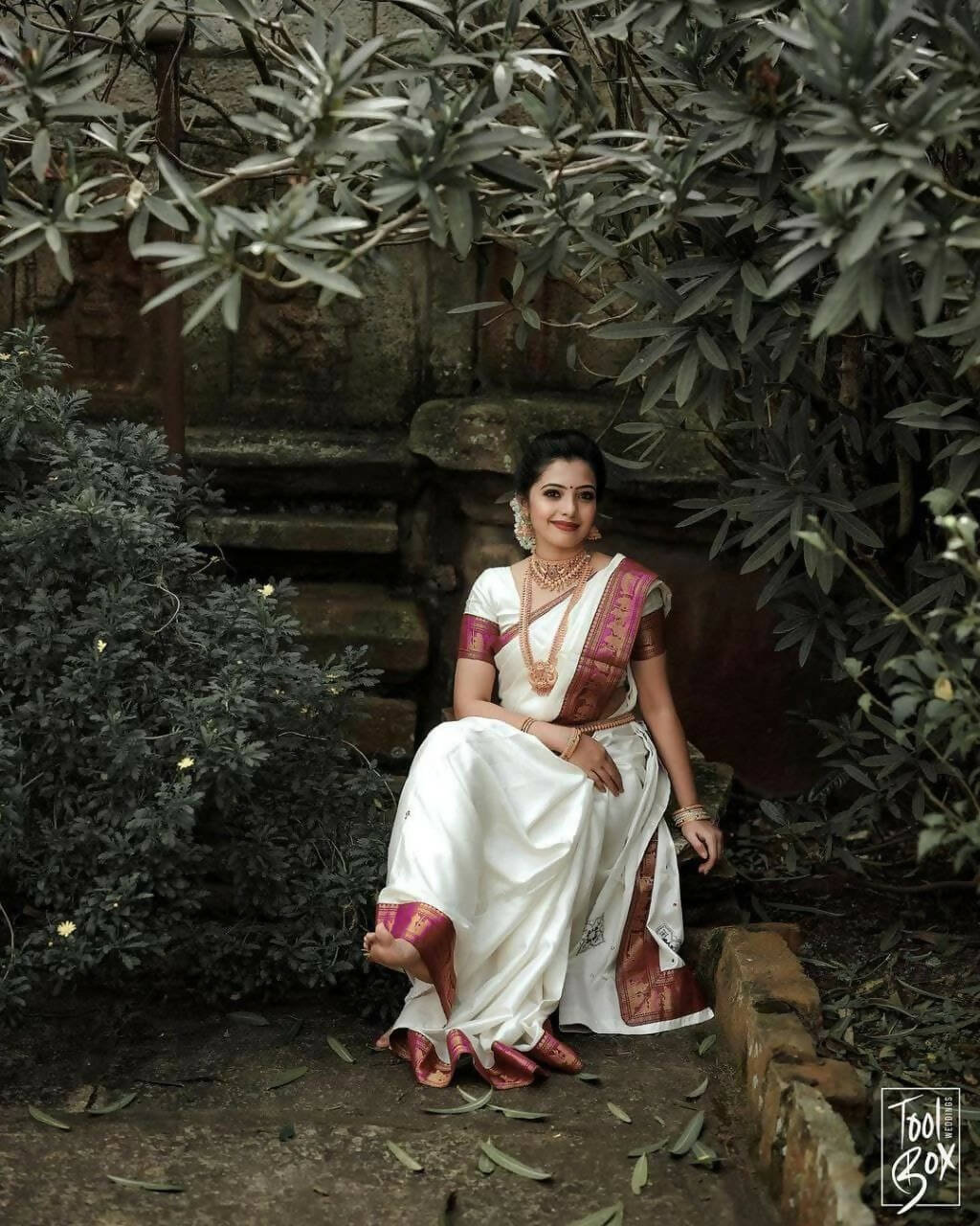 DEIANA'S Beautiful Designer Golden zari Soft Lichi Silk Saree - White - Swadesiicart