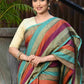 Beatitude Multicolor Cotton Stripes Golden Zari Saree