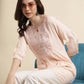 Peach Viscose Rayon Yoke Embroidered A-line Top - Tarini - Swadesiicart
