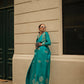 Pacific Blue Weavead Thread & Zari Work, Handloom Weaving Banarasi Satin Silk Saree - Rajtex Kronicle Silk - Swadesiicart
