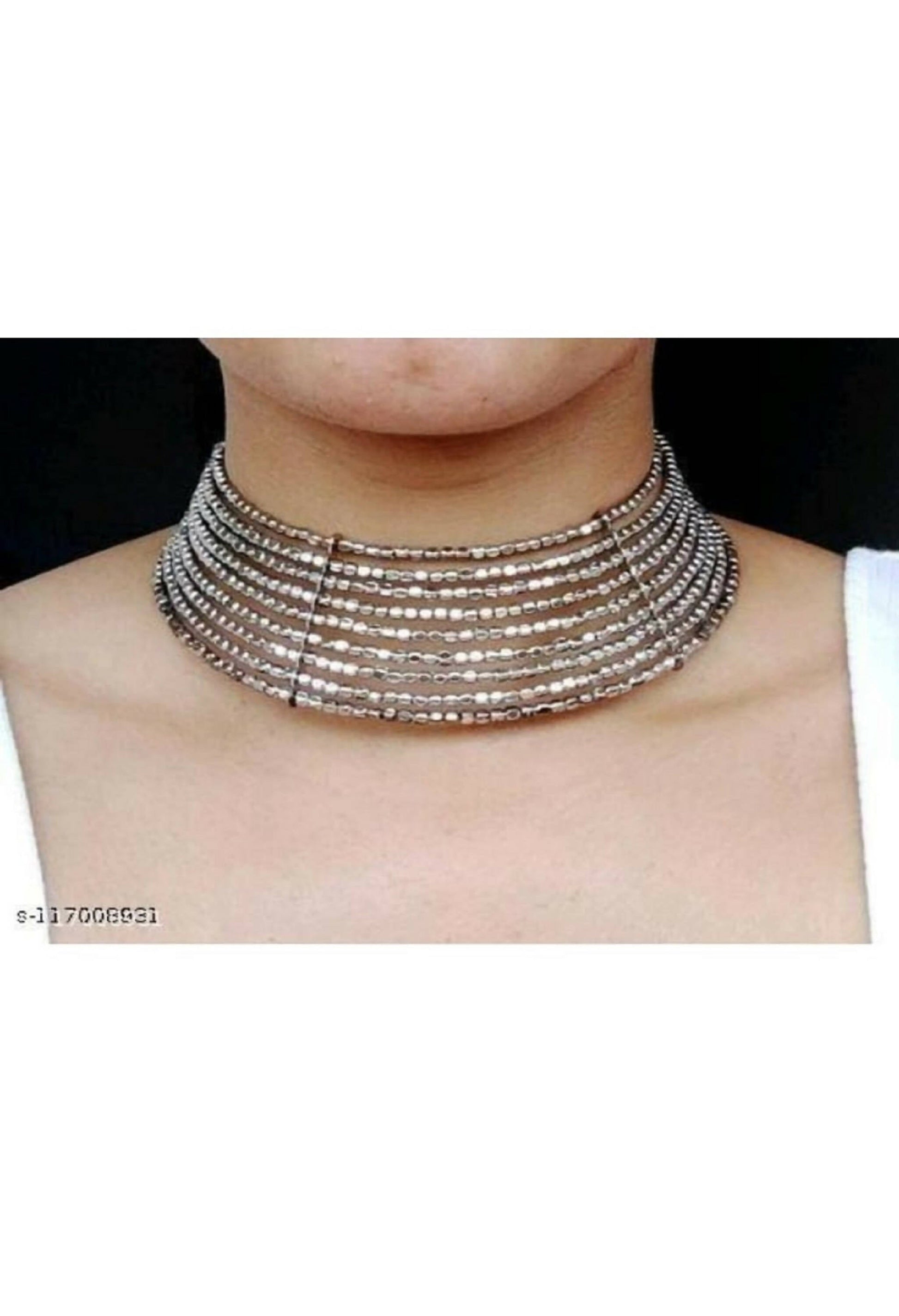 Mominos Fashion Joharkamal Oxidised Beaded work Hasli Design Choker For Women & Girls | Swadesiicart