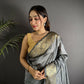 Joban Fashion Grey Banarasi Cotton Silk Woven Saree | Swadesiicart