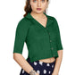 Aastha Fashion Women's Women's Bottle Green Art Silk Button Readymade Blouse