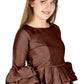 Aastha Fashion Women's Coffee Art Silk Bell Sleeves attire with Poly Cotton Lining Blouse