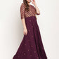 Ahalyaa Women Crepe Wine Colour Glitter Print Kurta | Swadesiicart