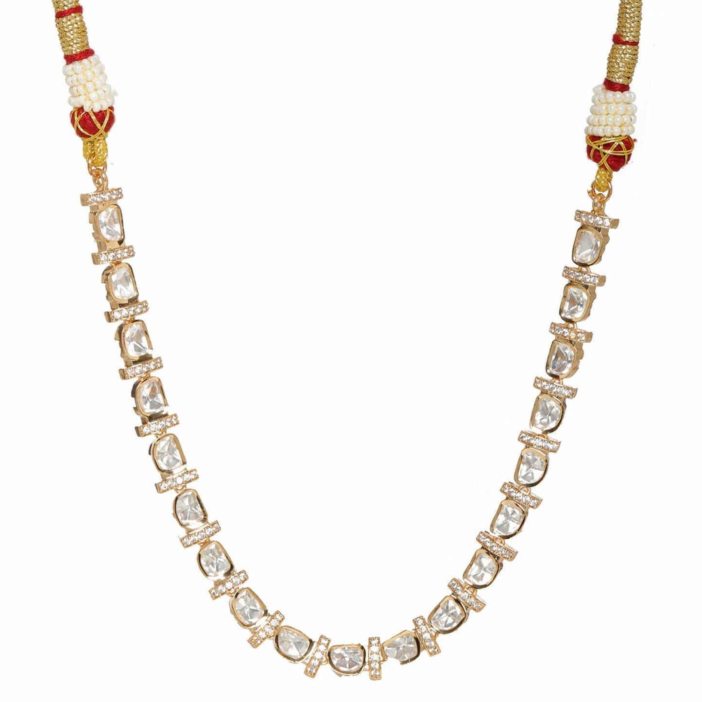 Kundan and American Diamond Neckpiece (Gold) - Ruby Raang | Swadesiicart