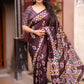 Maroon Silk Blend Ethnic Motifs Saree with Unstitched Blouse - Hiral Fashion | Swadesiicart