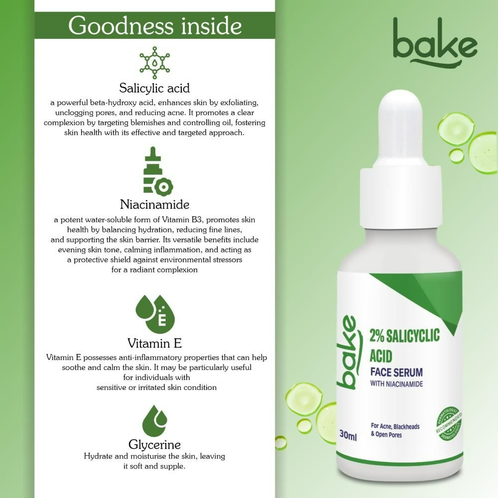 Bake 2% Salicylic Acid Face Serum With Niacinamide | Swadesiicart