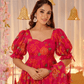 Aayaa Designer Printed Tebby Silk Suit - Multi Color