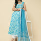 Designer Stylish Skyblue Cotton Blend Stitched Suit With Dupatta - Tanisha | Swadesiicart