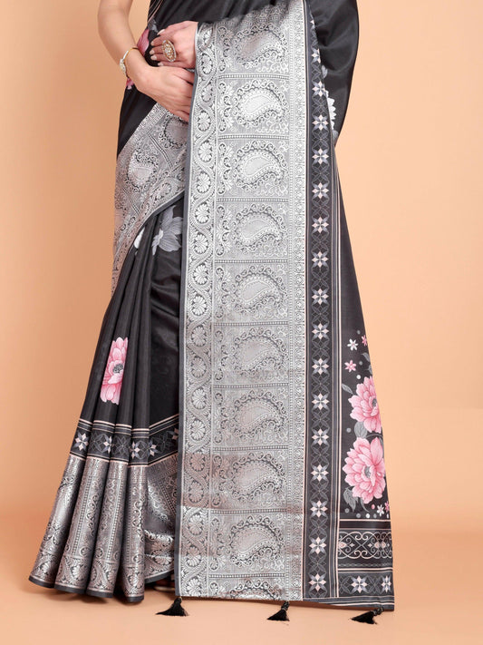 Vamsee Bhavi Black Georgette Saree - Swadesiicart