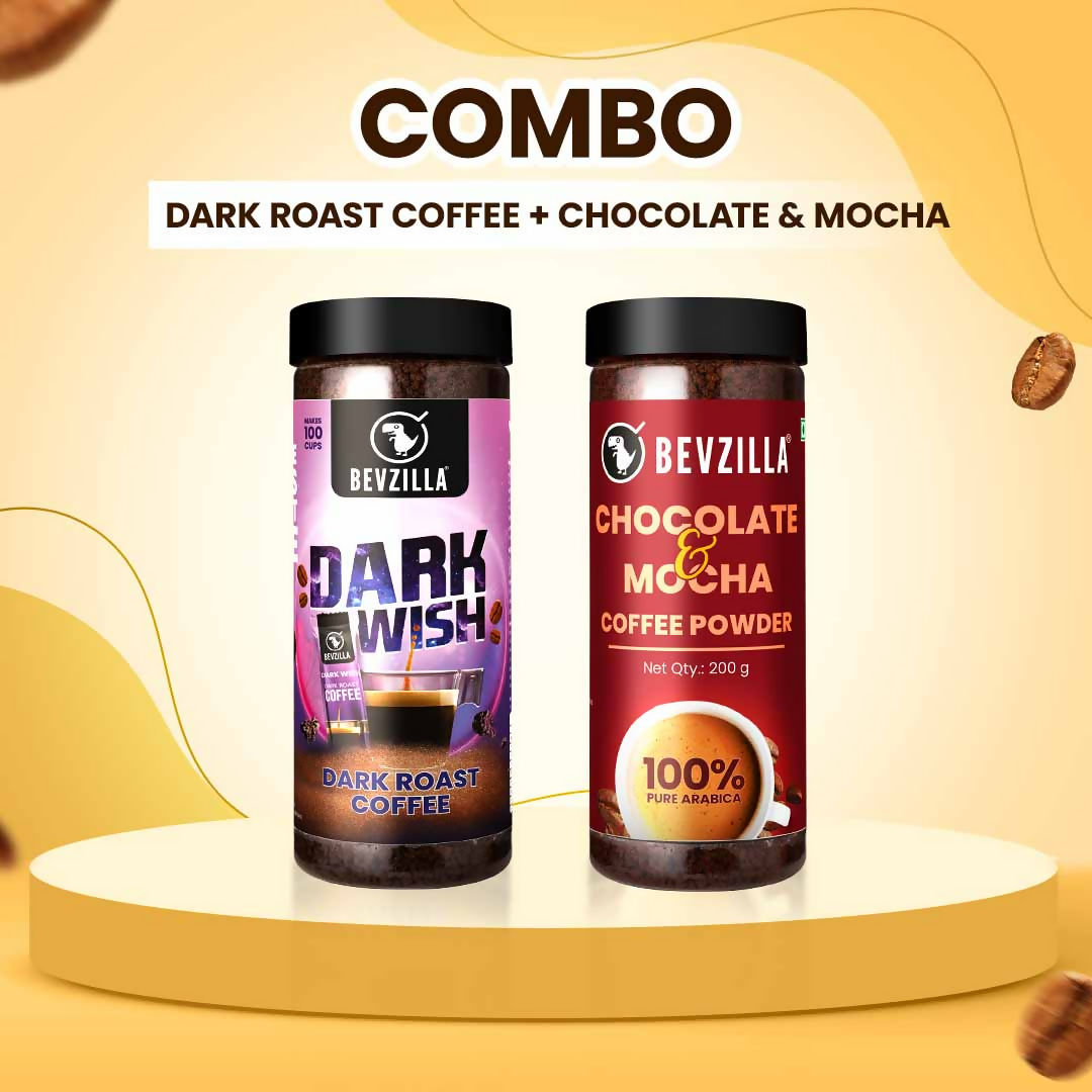 Bevzilla Chocolate & Mocha + Dark Wish Coffee Powder | Swadesiicart