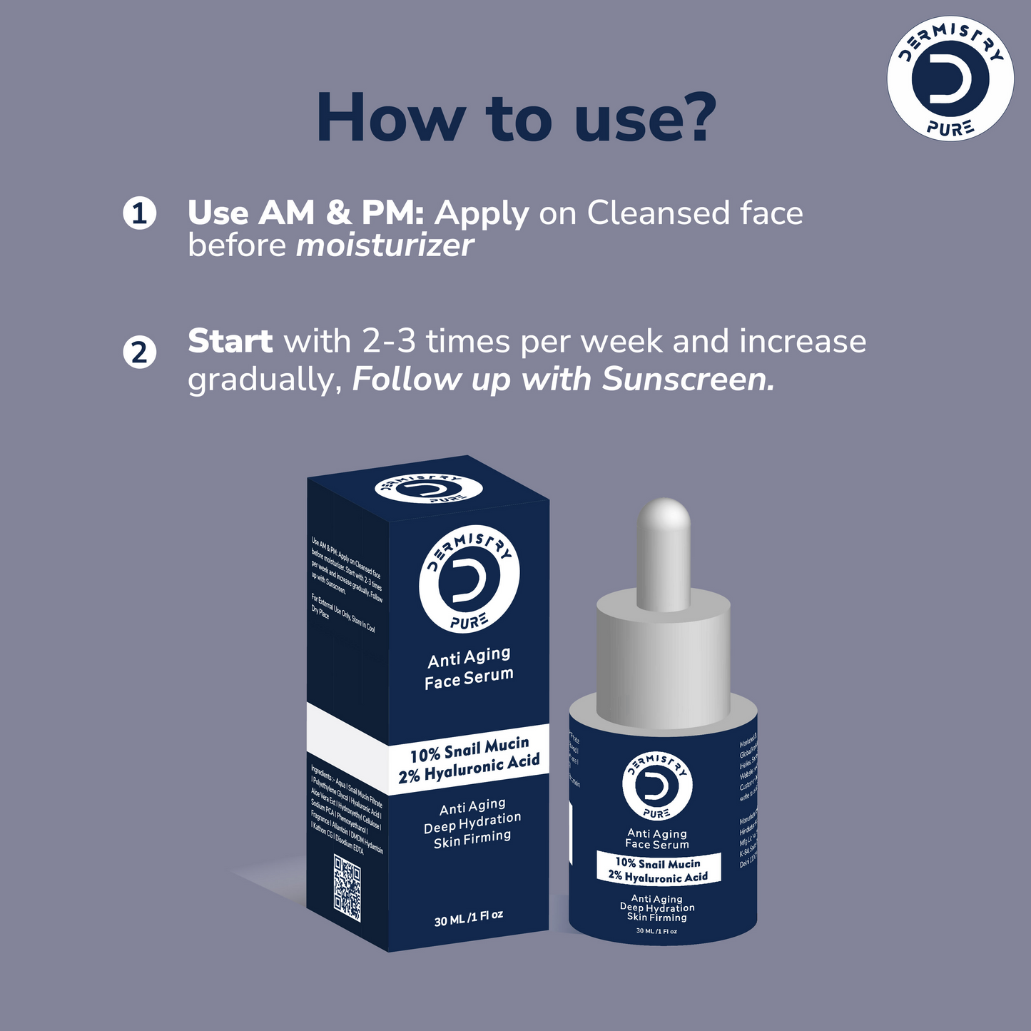 Dermistry 10% Snail Mucin96 Peptide Anti Ageing Moisturizer Skin Firming Tightening Aging Face Serum - Swadesiicart