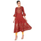 Aniyah Cotton Gold Print Flared Anarkali Kurta Maroon (AN-162K)