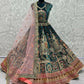 Jyoti Fashion Women's Teal Green Velvet Fancy Dori & Sequins with Multi Thread Embroidered with Diamond Work Wedding Lehenga Choli | Swadesiicart