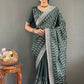 Vastranavya Sea Green Chinnon Silk Embroidery Multi Sequence & Arco Cut Work Ready to Wear Saree | Swadesiicart