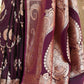 Joban Fashion Wine Banarasi Soft Pure Handloom Banarasi Silk Saree | Swadesiicart