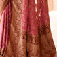 Joban Fashion Dark Pink Crepe Chiffon Pure Handloom Banarasi Silk Saree | Swadesiicart