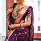 DEIANA'S Beautiful Designer Golden zari Soft Lichi Silk Saree - Purple - Swadesiicart