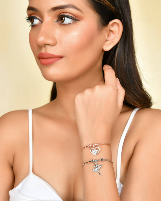 VOJ Stainless Steel Beads Gold-Polished Bracelet Set (Pack of 2) - VOJ (Valley Of Jewellery)