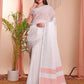 Shree Shyam Fashion The White Loom White Linen Cotton Saree