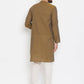 Even Apparels Brown Pure Cotton Men's Kurta With Band Collar | Swadesiicart