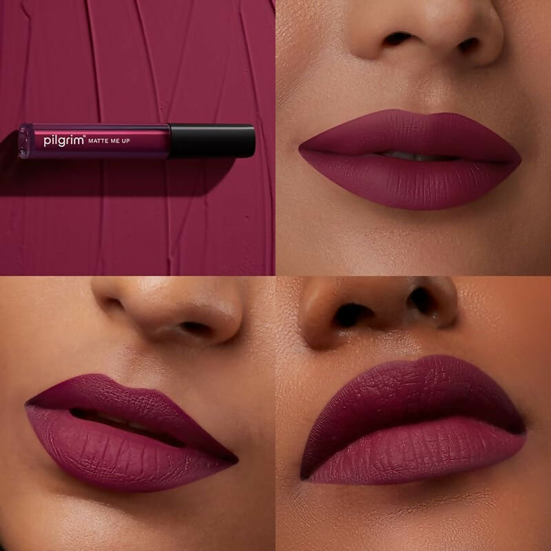 Pilgrim Liquid Matte Lipstick with Hyaluronic Acid - Wine Spill - Swadesiicart