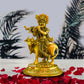 Gopala Krishna with Cow Brass Idol - Embrace Divine Abundance - Divine India Art